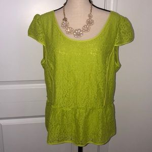 ANN TAYLOR LIME GREEN BLOUSE SIZE 14
